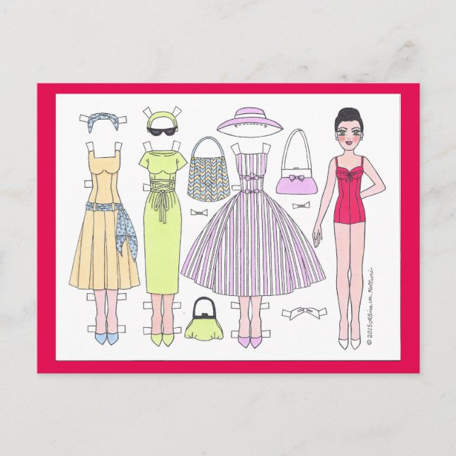 Fabulous Fifties: Polly Paper Doll Postcard (Front)