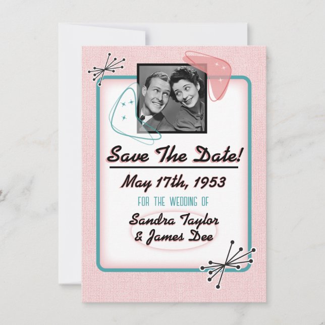 Fabulous Fifties Vintage Save The Date Card (Front)
