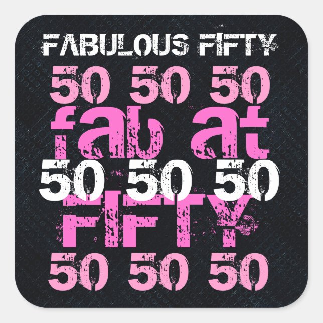 Fabulous Fifty 50  Birthday Black Pink Party Square Sticker (Front)