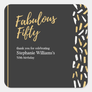 Fabulous Fifty Golden Modern Woman's 50th Birthday Square Sticker