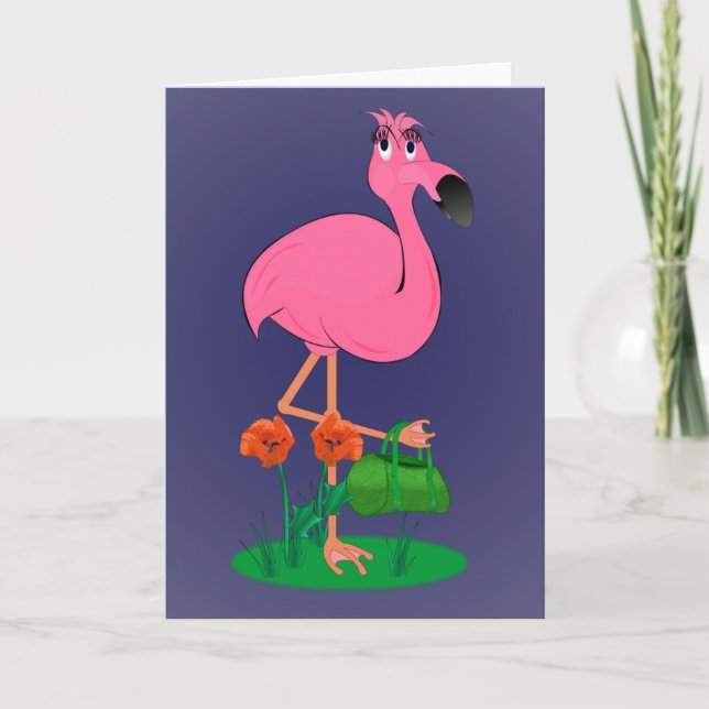 Fabulous Flamingo Greeting Card (Front)