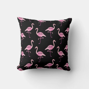 Fabulous Flamingo Pink Watercolor Pattern Throw Pillow