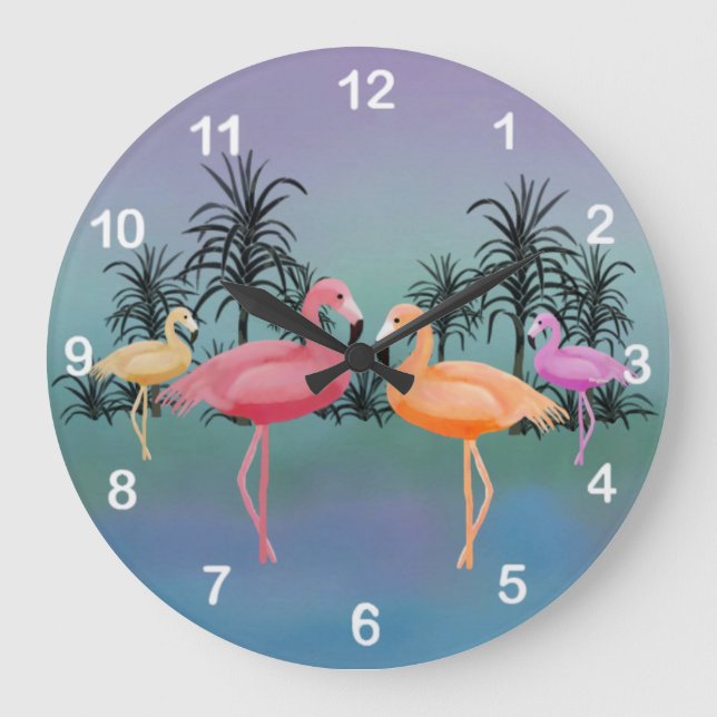 Fabulous Flamingos Clock (Front)