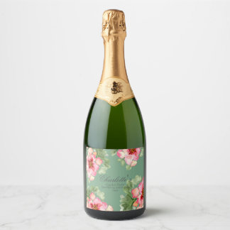 Fabulous Florals Garden Party Bridal Shower Sparkling Wine Label