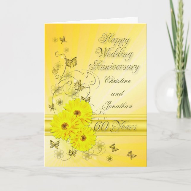Fabulous flowers 60th anniversary for a couple card (Front)