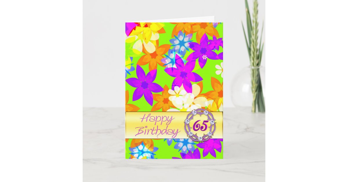 Fabulous flowers 65th birthday card Zazzle.ca