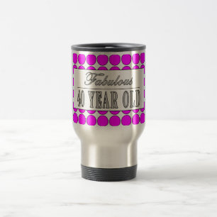 Fabulous Forty Year Old Pink Polka Dots Travel Mug