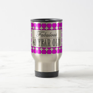Fabulous Forty Year Old Pink Polka Dots Travel Mug