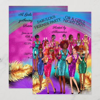 Fabulous Friends Party Girls Night Out Colorful Invitation