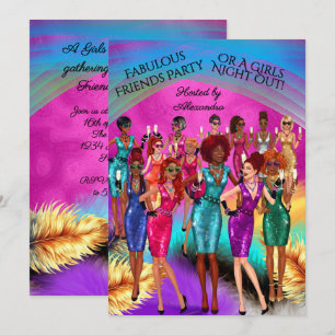 Fabulous Friends Party Girls Night Out Colourful Invitation