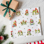 Fabulous Frogs Christmas Holiday on White Wrapping Paper<br><div class="desc">Fun frogs holiday wrapping paper will entertain and delight anyone you gift it to! Amusing, quality wrapping paper will be your favourite. Look for our amazing Frog Rock Band set of three flat sheets and rolled wrapping papers to match! Plus, any animal-themed products sold from the Paws Charming shop help...</div>