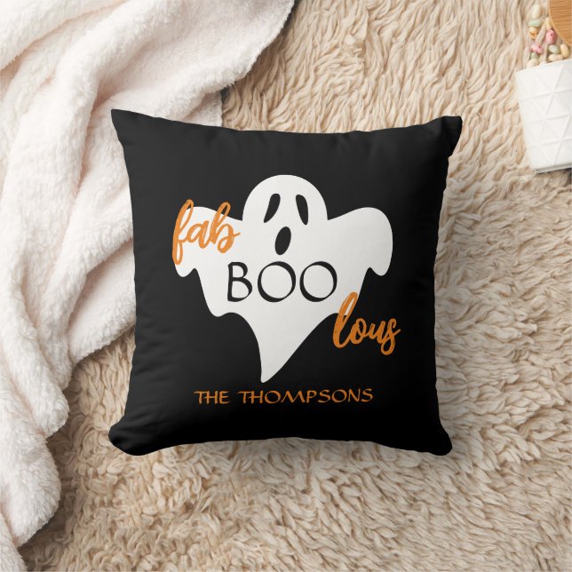 Fabulous Ghost fab-boo-lous funny Halloween Throw Pillow (Blanket)