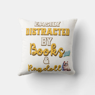 Fabulous gift for those who love books and cats throw pillow