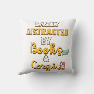 Fabulous gift for those who love books and corgi throw pillow