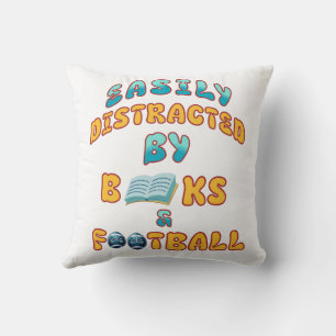 Fabulous gift for those who love books & Football Throw Pillow
