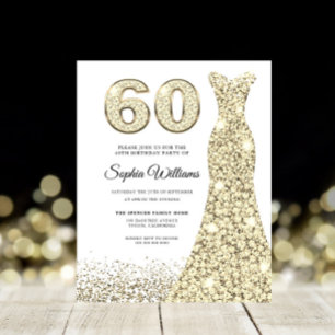 Fabulous Gold Budget 60th Birthday Party Invite