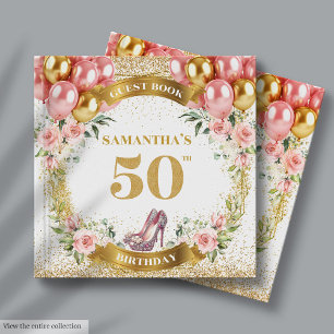 Fabulous Gold Glitter 50th Birthday Guest Book