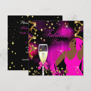 Fabulous Hot Pink Glitter Diva Birthday Invitation