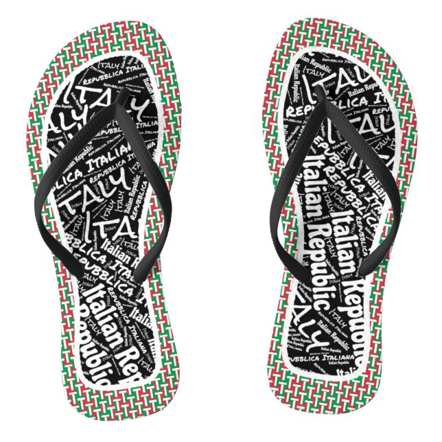 Fabulous Italy Flag Colours Patriotic Flip Flops (Footbed)