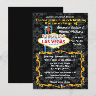 Fabulous Las Vegas Damask Wedding Invitations