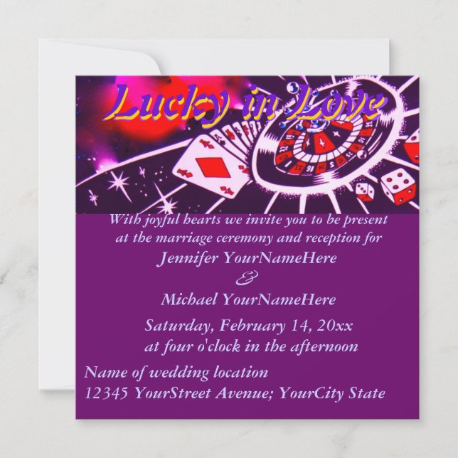 Fabulous Las Vegas Lucky in Love Wedding Invitation (Front)