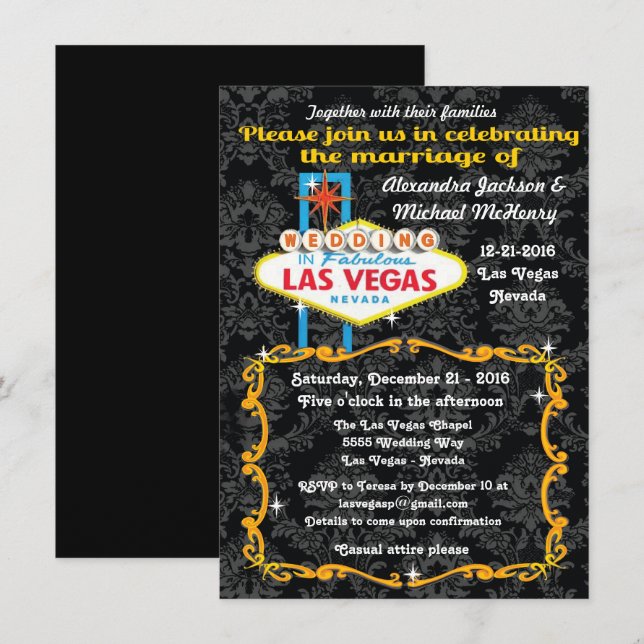 Fabulous Las Vegas Mariage damassé Invitations (Devant / Derrière)