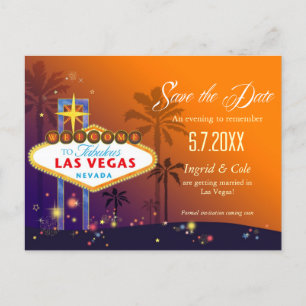 Fabulous Las Vegas Wedding Save the Date Announcement Postcard