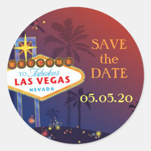 Fabulous Las Vegas Wedding Save the Date Classic Round Sticker