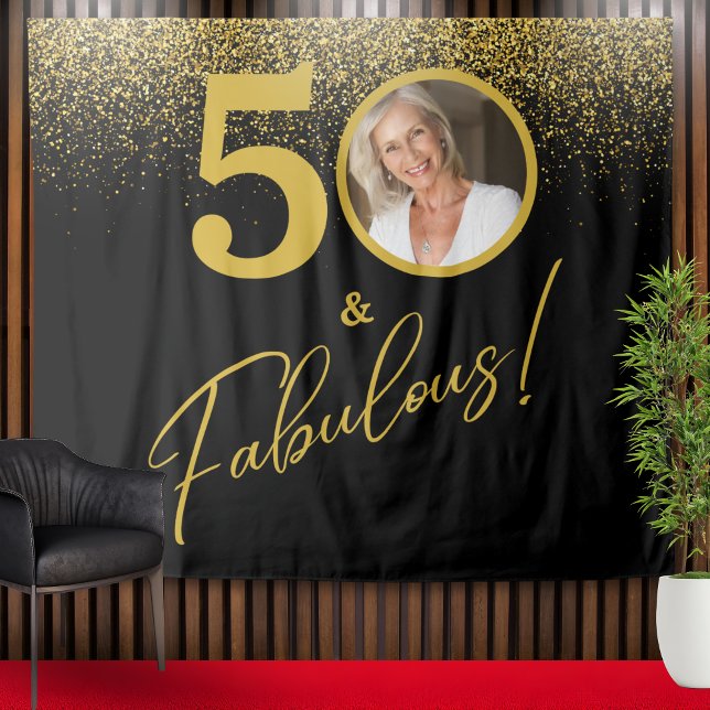 Fabulous Milestone Birthday Photo Backdrop  Tapestry (Creator Uploaded)