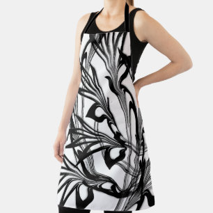 Fabulous Modern Art Design Black and White Jungle Apron
