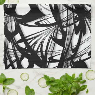 Fabulous Modern Art Design Black and White Jungle Kitchen Towel