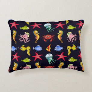 Fabulous nautical pattern with a fun orange sea ho accent pillow
