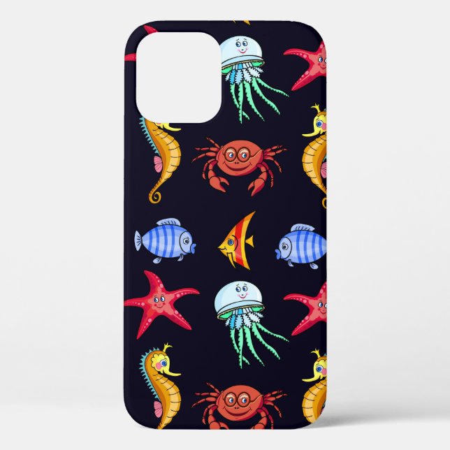 Fabulous nautical pattern with a fun orange sea ho Case-Mate iPhone case (Back)