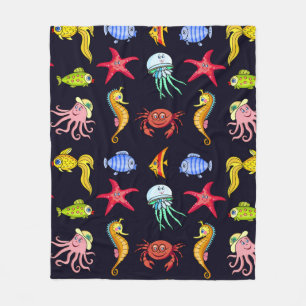 Fabulous nautical pattern with a fun orange sea ho fleece blanket