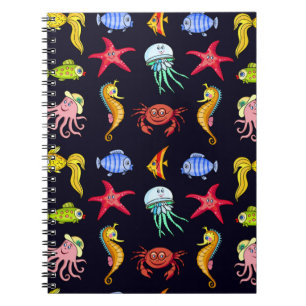 Fabulous nautical pattern with a fun orange sea ho notebook