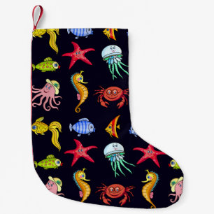 Fabulous nautical pattern with a fun orange sea ho small christmas stocking