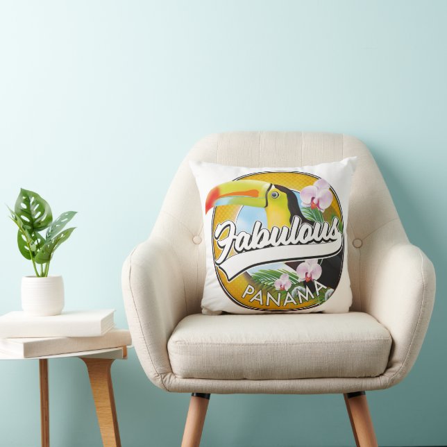 Fabulous Panama retro logo Throw Pillow (Chair)