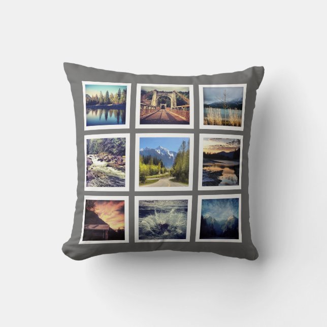 Fabulous Photography 18 Pics Instagram Grid Throw Pillow (Front)