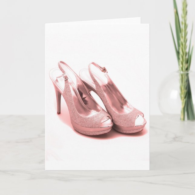 Fabulous Pink Glitter Stilettos Card (Front)