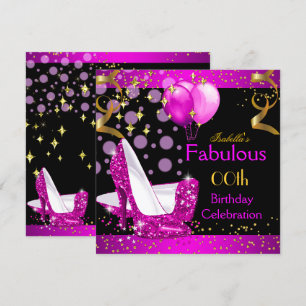 Fabulous Pink High Heels Gold Birthday Party Invitation