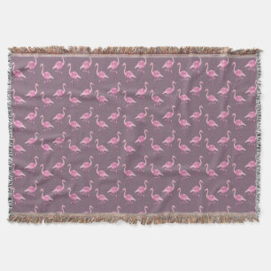 Fabulous Pretty Pink Flamingo Watercolor Pattern Throw Blanket
