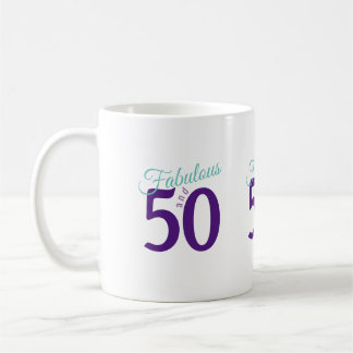 Fabulous Purple Teal Simple Modern 50th Birthday Coffee Mug