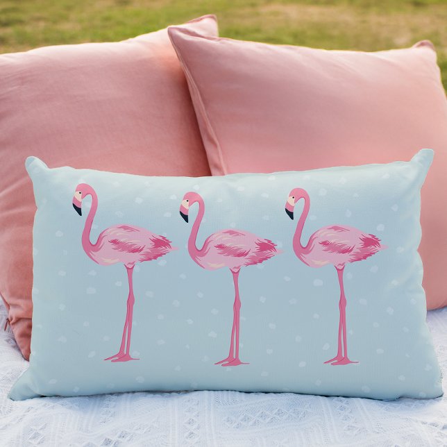 Fabulous Quirky Retro Pink Flamingos Lumbar Pillow (Be a Flamingo in a flock of pigeons... )