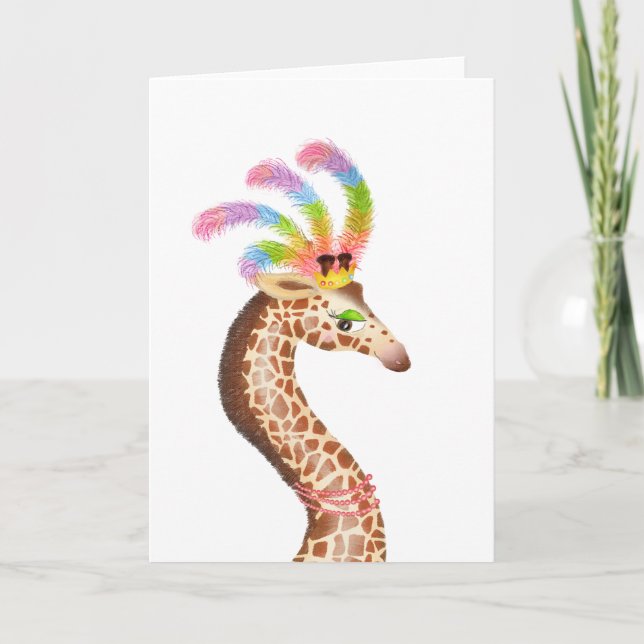Fabulous rainbow giraffe blank card (Front)