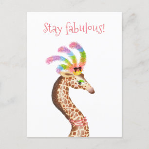 Fabulous rainbow giraffe postcard