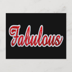 Fabulous - Red & Silver Glitter Postcard