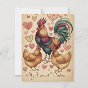 Fabulous Rooster Valentine's Day greeting Holiday Card