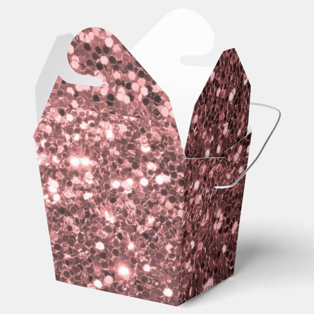 Fabulous Rose Gold Pink Faux Glitter Sparkle Favor Box (Opened)