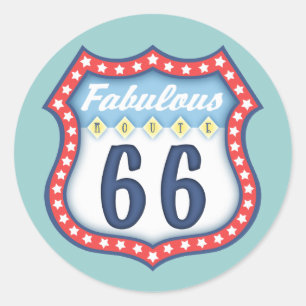 Fabulous Route 66 Classic Round Sticker