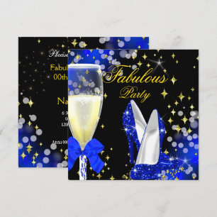 Fabulous Royal Blue Glitter High Heels Party 2 Invitation